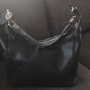 LONGCHAMP black leather hobo bag